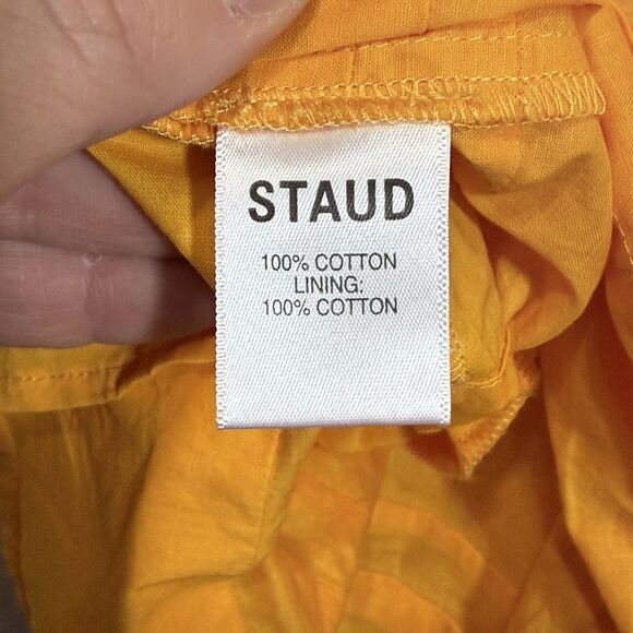 Staud Theo Sleeveless Goldie Persimmon Cotton Tiered Babydoll Top Blouse Size 4 - Picture 7 of 9